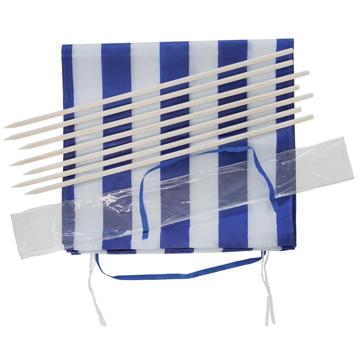 Idena 50058 – Parasol antiviento, Aprox. 800 x 80 cm, en Azul y Blanco, con Correa de Transporte y Correas de fijación, para Playa, Camping y jardín