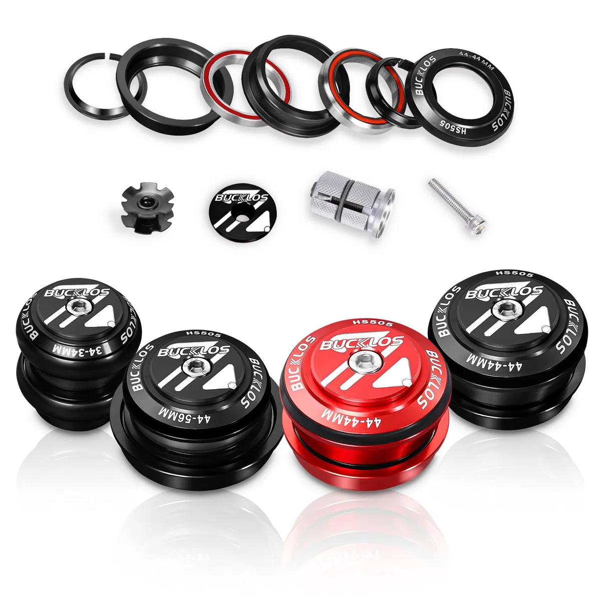 1-1/8 Juego de dirección para bicicleta MTB Threadless 34 44 44-55 44-55 44-56 mm, tubo recto cónico, bicicleta de montaña, bicicleta de carretera, doble sellado, para expansor de marco de