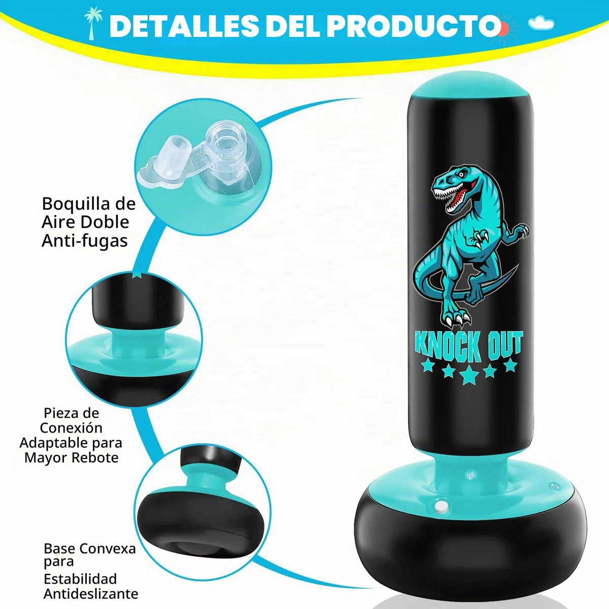 Saco de Boxeo niños, Juego de Saco Boxeo Independiente de 160 cm con Guantes de Boxeo,Feroz Dinosaurio Deportivo Inflable Saco de Kickboxing para Entrenamiento de kárate Taekwondo MMA