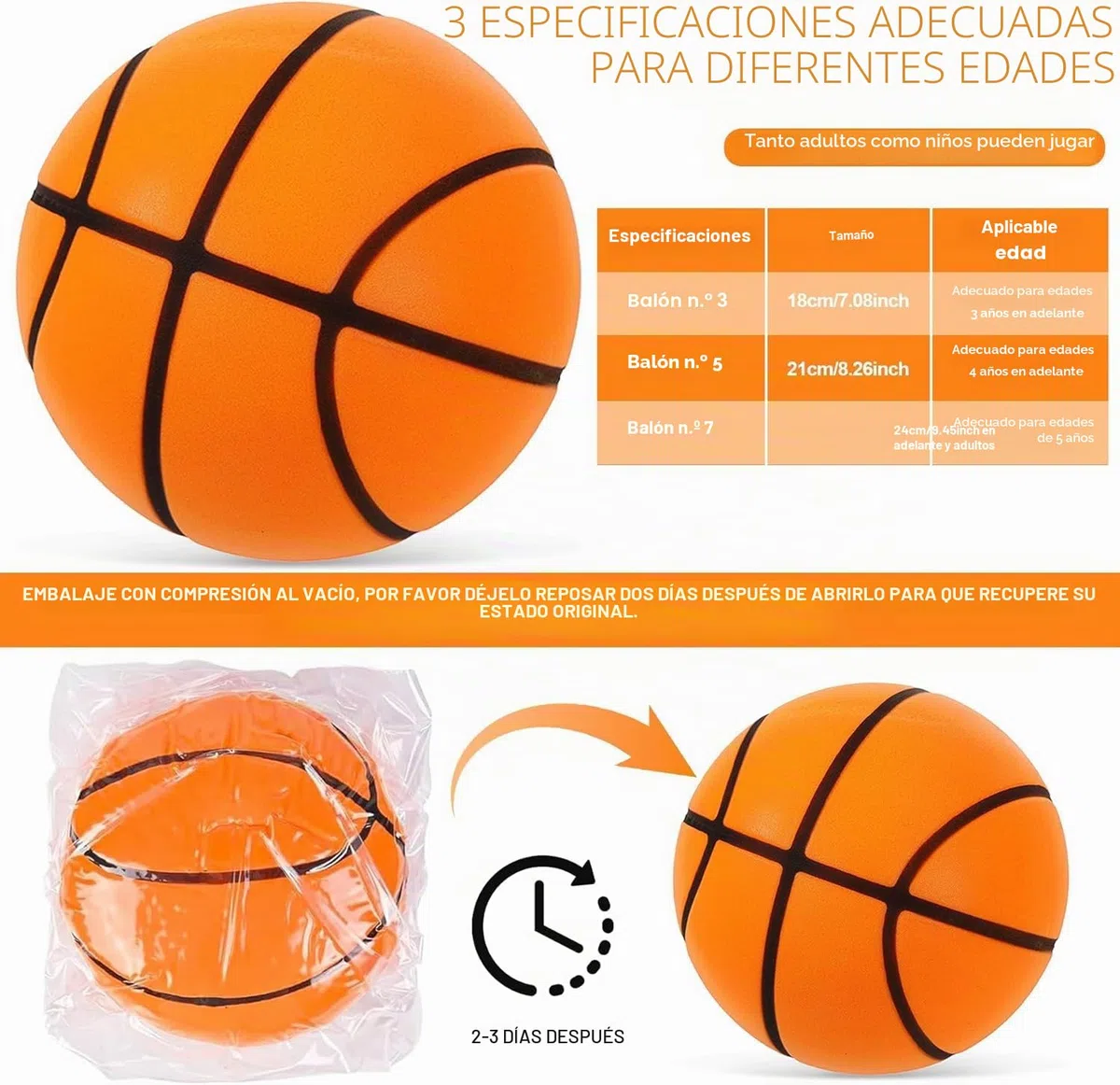2026 Nueva pelota de baloncesto silenciosa tamaño 7, pelota de baloncesto silenciosa de espuma suave para regate, sin ruido, pelota de baloncesto de entrenamiento para interiores de 24 cm