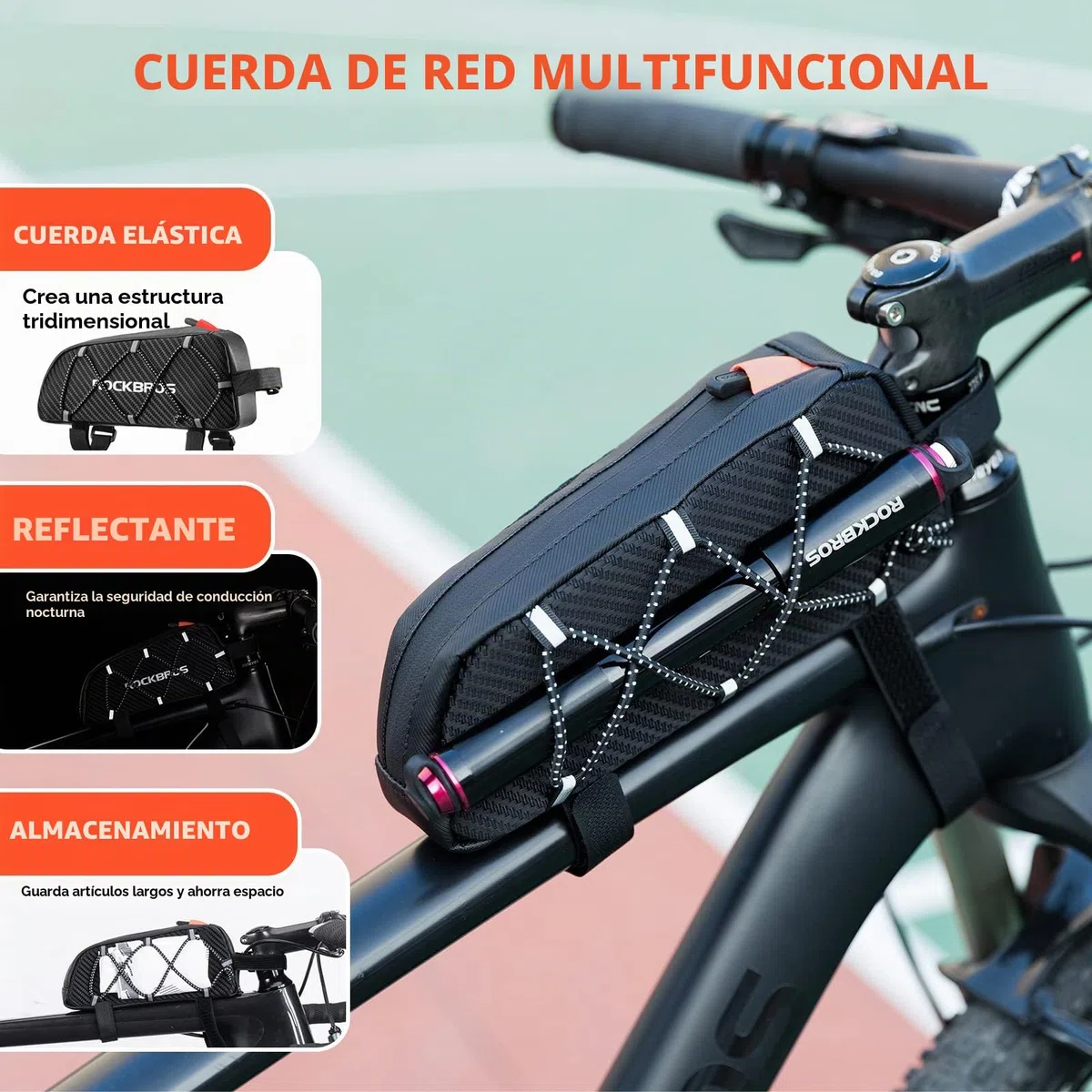 ROCKBROS Bolsa Manillar de Bicicleta, Bolsa Móvil de Tubo Superior para MTB Bicicleta Carretera Ciclismo