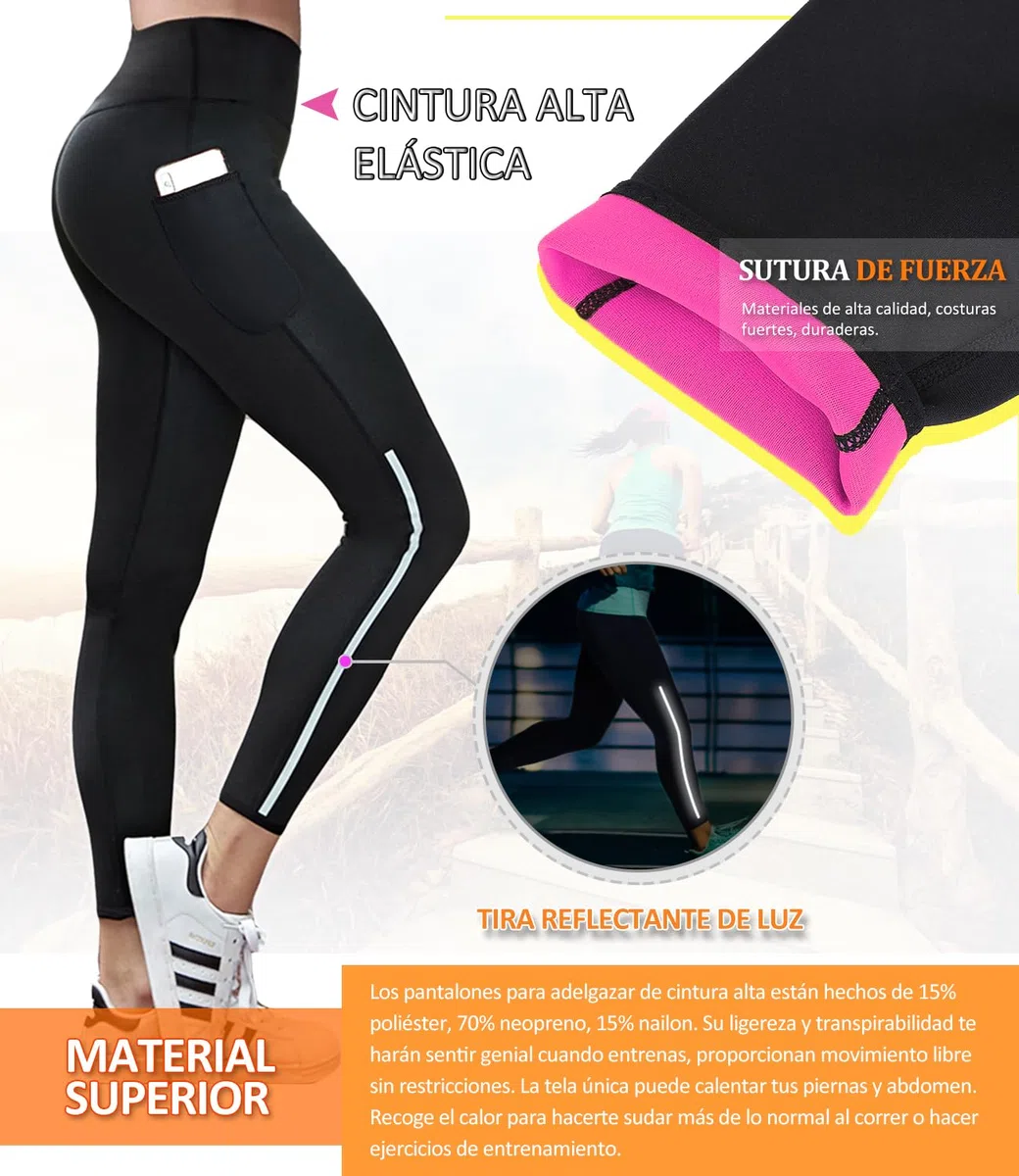 Pantalones Sauna para Mujer Pantalon de Neopreno Térmicos de Reductora High Waist Thigh Tummy Fat Burner Deporte Yoga Running Leggins Reductores Cintura Alta Mallas Fitness Gimnasio