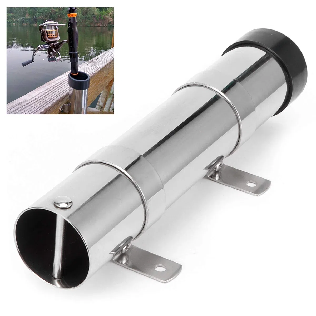 Generic Soporte de Caña de Pescar Duradero de Acero Inoxidable, Hardware de Montaje Lateral para Yate Marino