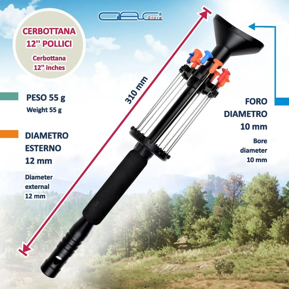Cerbottana profesional deportiva 30, 24, 18, 12 pulgadas, de aluminio resistente y resina, ligera, con porta dardos y 10 dardos incluidos