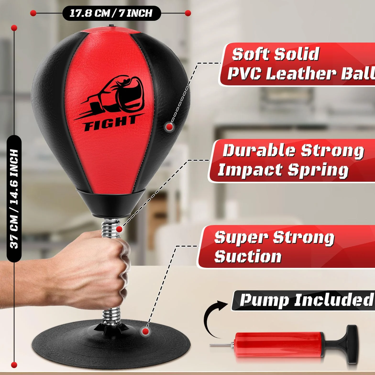 NZQXJXZ Saco de Boxeo de Escritorio, Bolsa de Boxeo con Ventosa Súper Fuerte, Punching Ball, Antiestrés con Ventosa para Mesa de Oficina y Mostradores, Regalo para Amigos o Compañeros de Trabajo