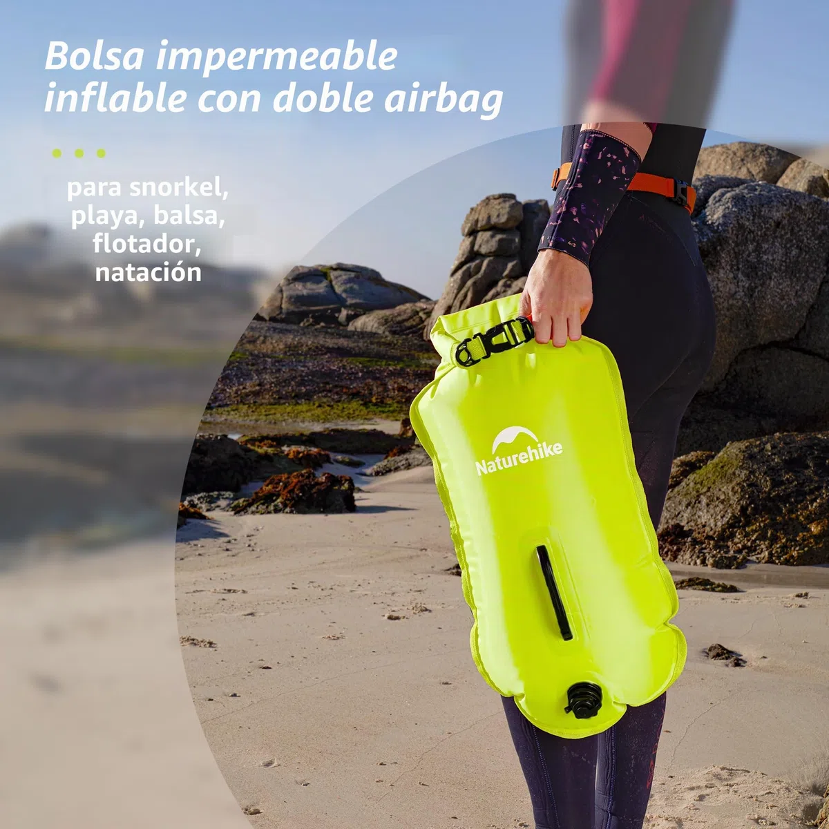 Naturehike Bolsa seca para boya de natación impermeable de 18L, bolsa flotante hinchable para aguas abiertas, bolsa de playa para boya de natación, boya de triatlón (verde)