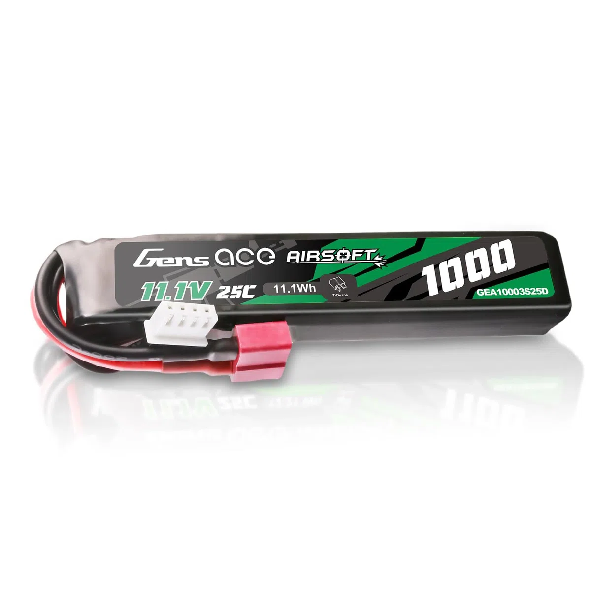 Gens Ace Batería LiPo 11,1 V 1000 mAh 25C 3S1P con Conector Deans (T-Deans), Compatible con Réplicas de Airsoft AEG