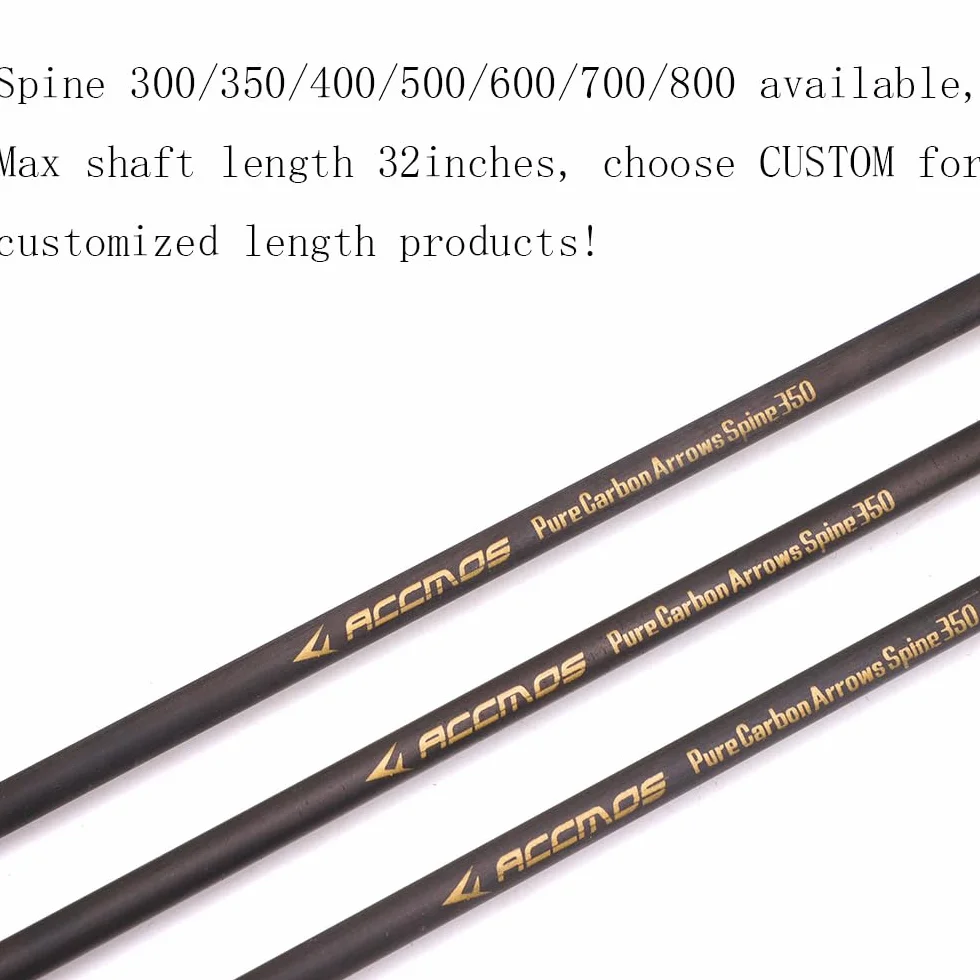 6/12pc Longitud Personalizada Flechas de Carbono 300/350/400/500/600/700/800 Spine Punta Extraíble 2" Pluma de Plástico Flecha de Puntería Flecha de Caza para Arco Recurvo Arco Compuesto Tiro con Arco