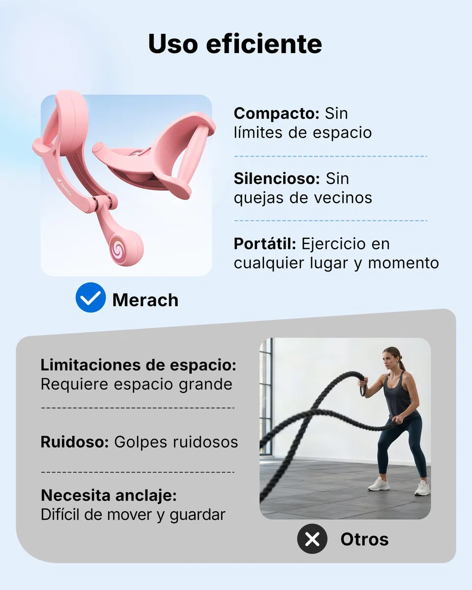 MERACH Ropeless Battle Ropes, Cuerda de Batalla sin Cable, Tonifica Brazos, Core y Cuerpo Entero, Ideal para Fitness Básico y Rehabilitación, Hombres Mujeres, Silenciosa y Portátil - Rosa (2 Unidades)