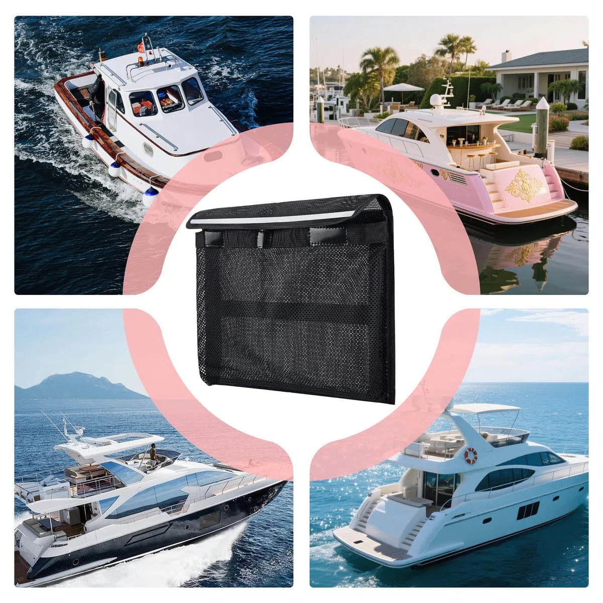 Genérico Bolsa Organizadora para Barcos | Bolsa De Red Suspendida Reflectante para Barcos | Organizador para Barcos Sin Taladrar Accesorio para Herramientas, Llaves, Linternas, Chalecos Salvavidas y