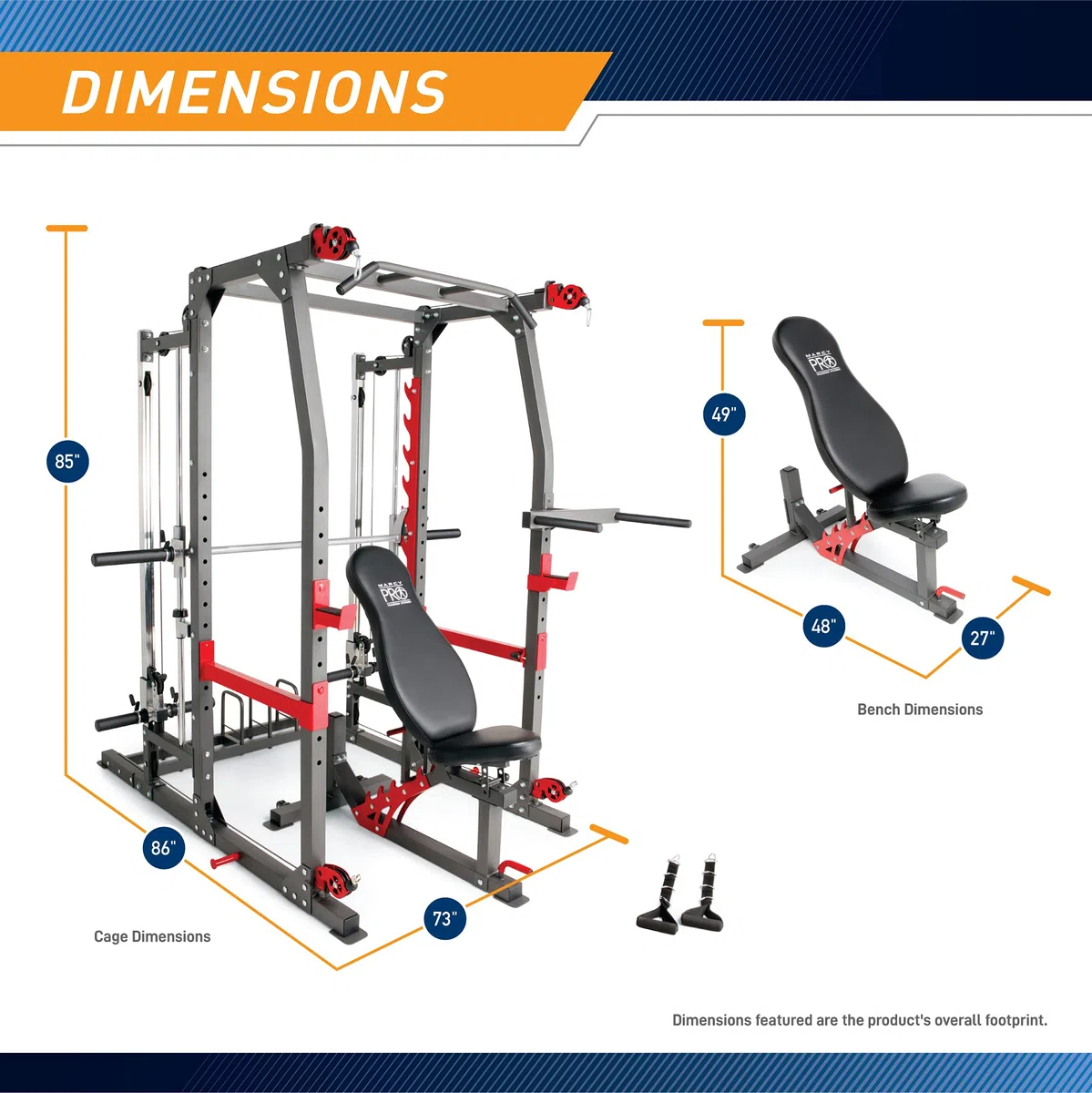 Marcy SM-4903 Smith Machine y Power Rack con Cruce de Poleas y Banco | Carga máxima del banco 272 kg, dimensiones de la jaula 154 x 180 x 218 cm, banco ajustable