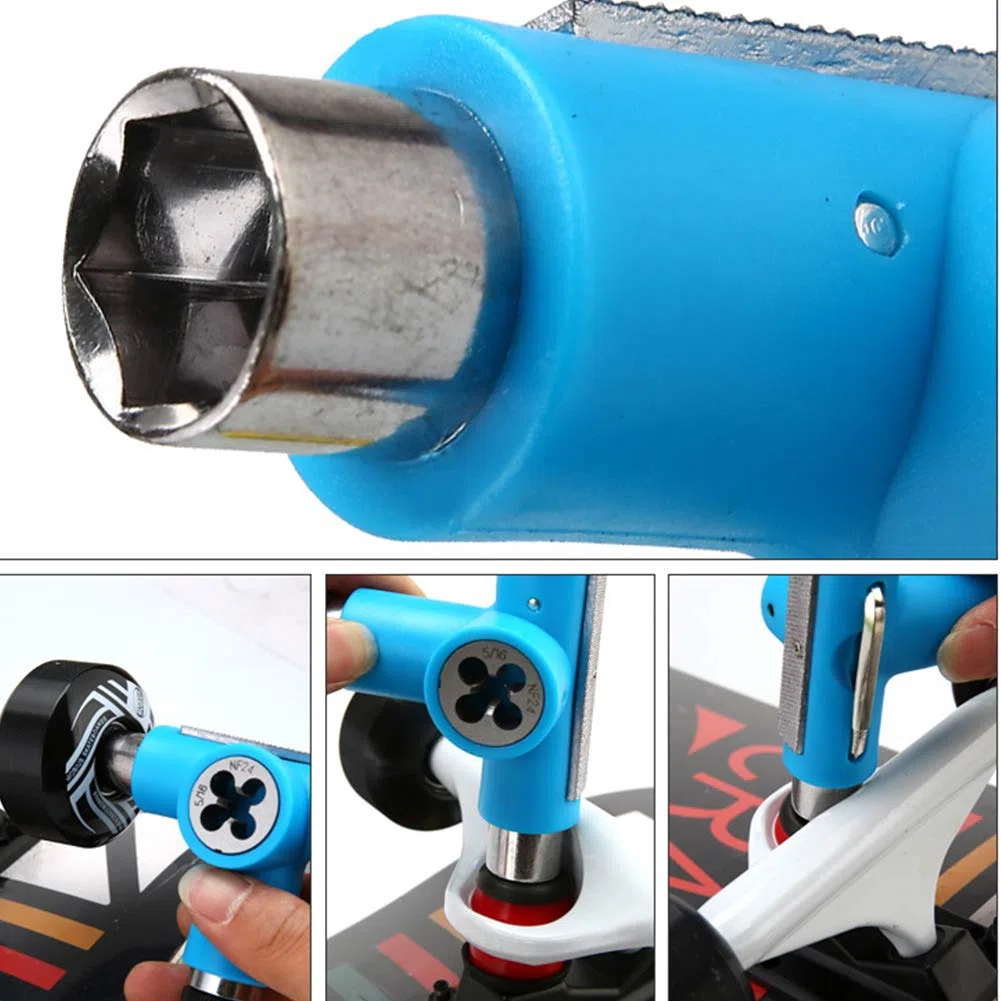 Skate Herramientas, T Herramienta Accesorio Todo en Uno Multifuncional Portátil T-tool Skate Herramientas con T-Tipo Llave Allen L-Tipo