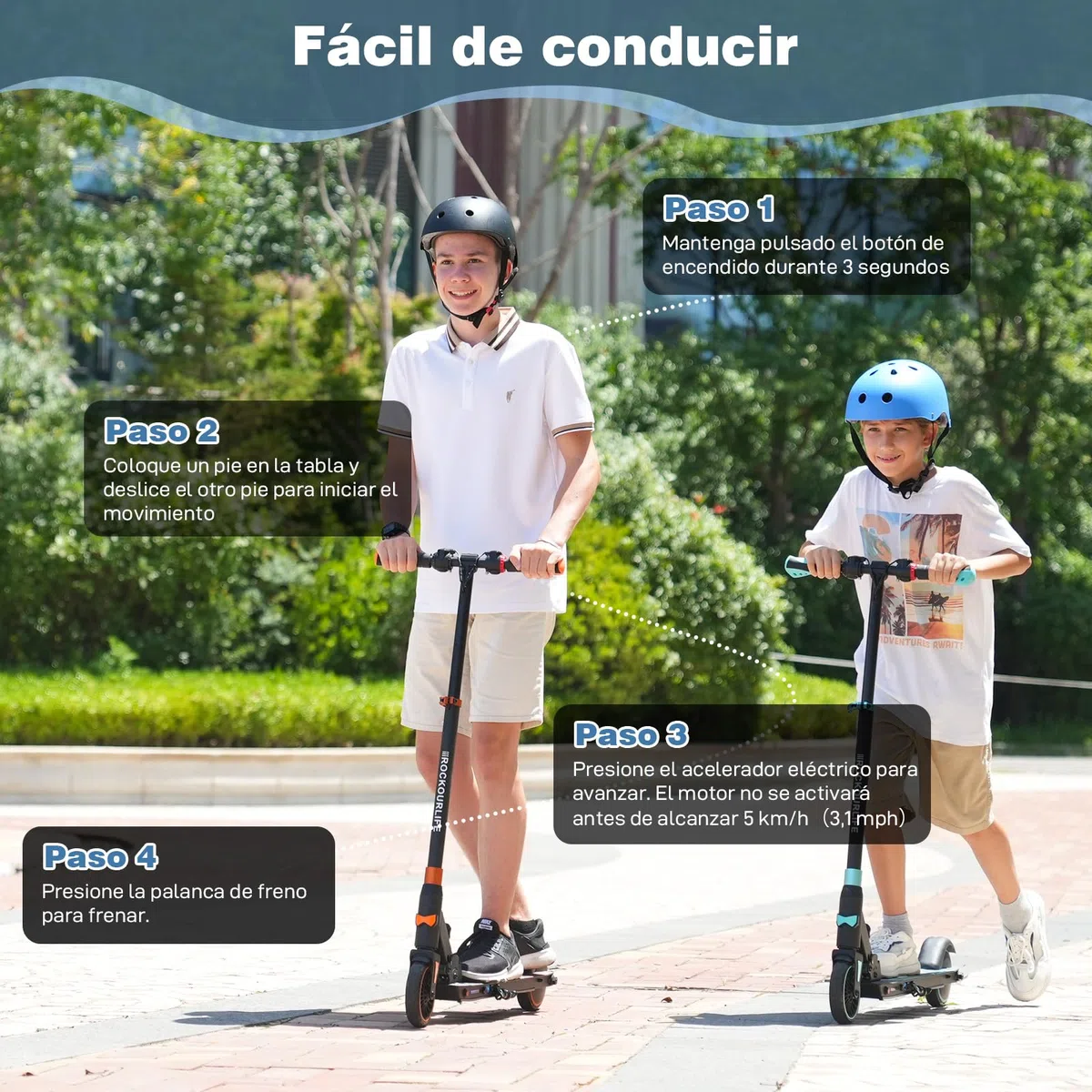 RCB R15 Patinete eléctrico Niños (8-12-16 años) - Máx.20 Km/h, Autonomía máxima 16 Km, Scooter Eléctrico Plegable para niños - Regalo para Adolescentes