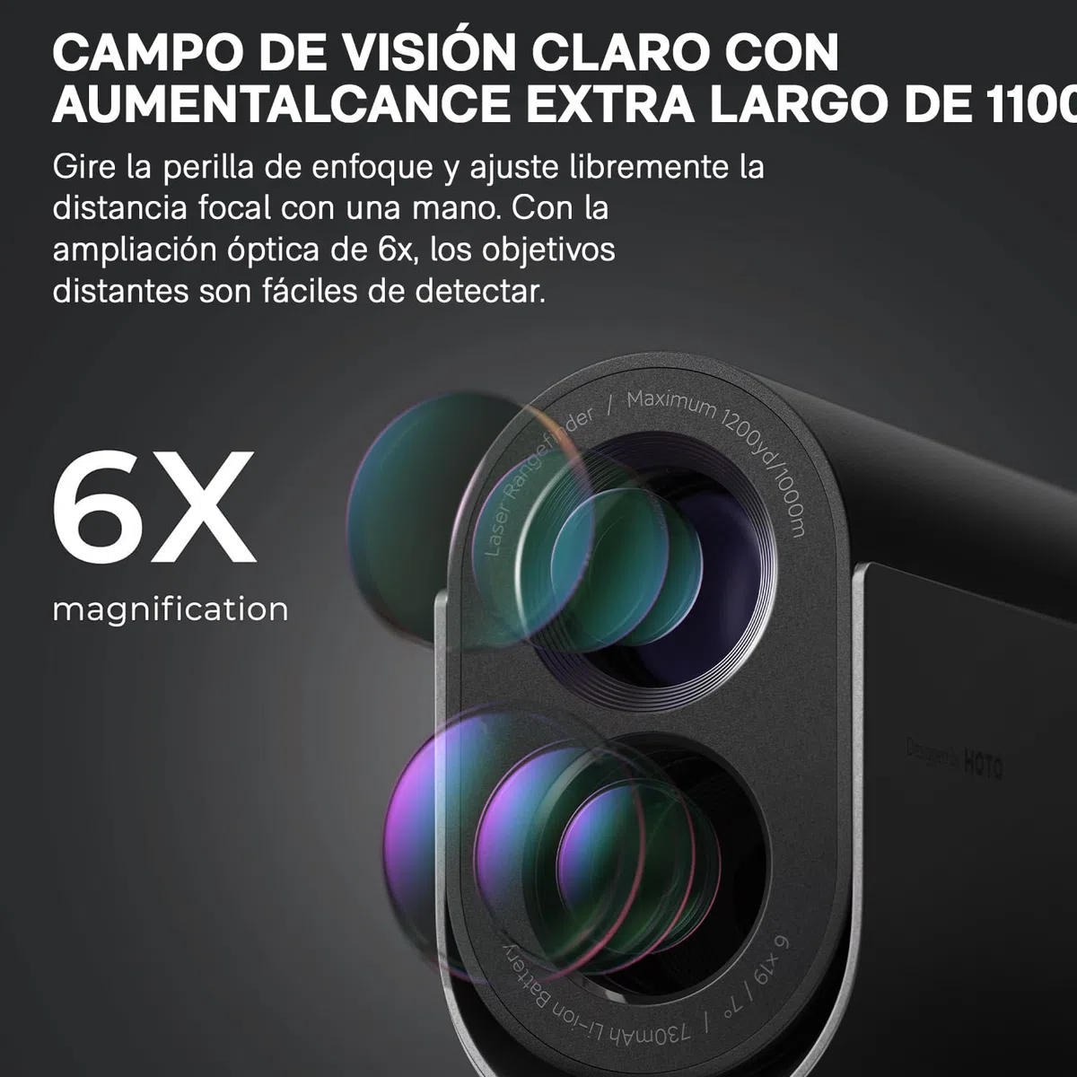 HOTO Telémetro de Golf, 1100Yardas/1000M, Medida 0.5s, Compensación de Ángulo y Bloqueo de Asta de Bandera, Medición Continua, Telémetro de Aumento 6X con Ventosa Magnética, Carga Tipo C, IPX4