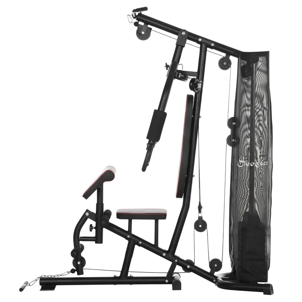 HOMCOM Multiestación Musculación Máquina de Musculación con Placas de Peso de 45 kg Polea y Prensa de Piernas y Pecho Carga 150 kg para Gimnasio Entrenamiento en Hagar Negro