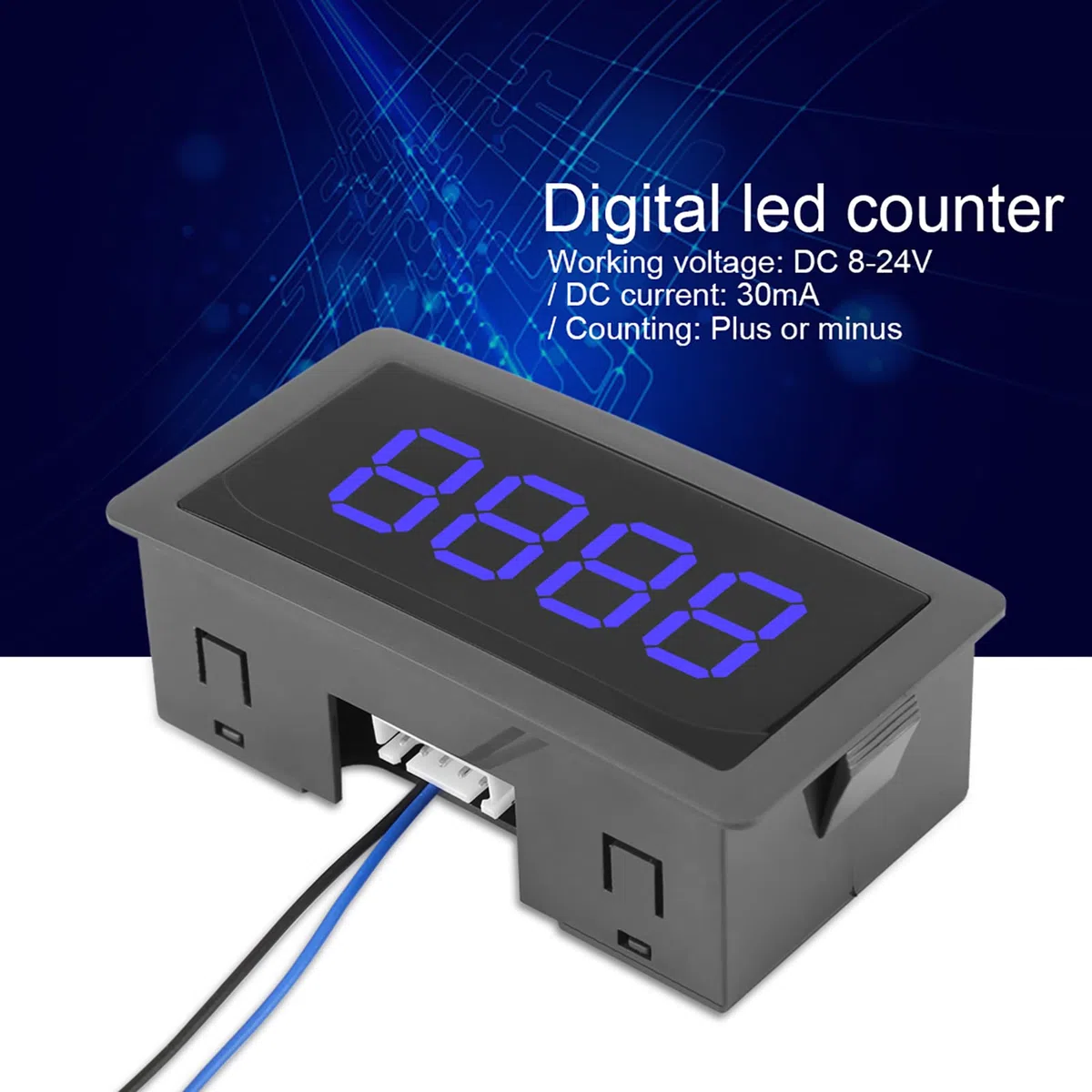Medidor de Contador de Panel, Contador de Arriba/Abajo de LED, Pantalla Digital LED DC 4 Dígitos 0-9999 Arriba/Abajo Más/Menos Contadores Electrónicos con Cable