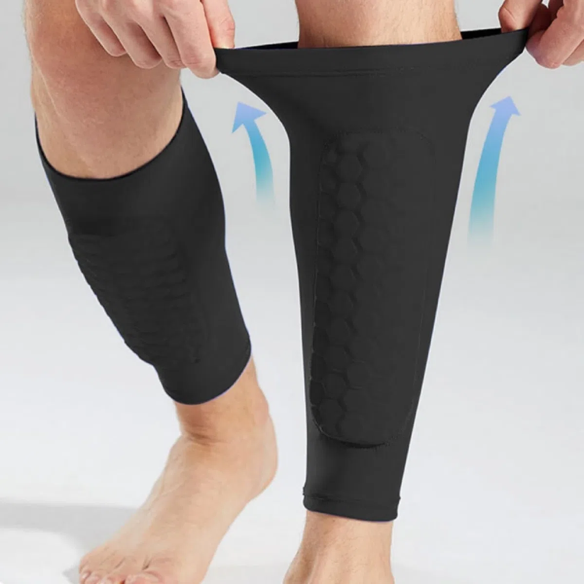 Shin Defender Shin Guards, Ski Sports Elastic Shin Bang Protetcor with Honeycomb Pads for Kids and Aldult