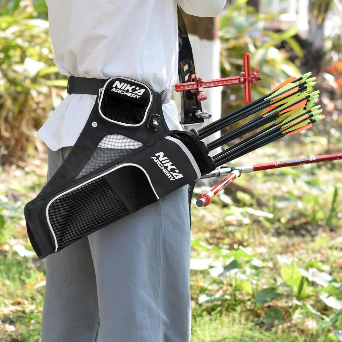 Carcaj de tiro con arco para flechas, carcaj de flechas, bolsa con 3 tubos de flecha protegidos, cintura ajustable para adolescentes y adultos
