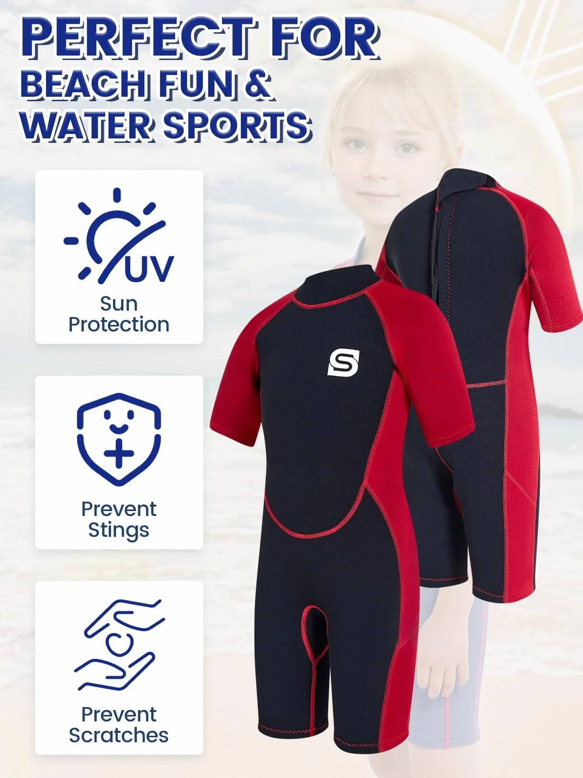 Traje de neopreno para niños de 2,5 mm, térmico, para natación, buceo, surf, traje de neopreno largo y cálido, para niñas y niños, protección UV y ultra elástico