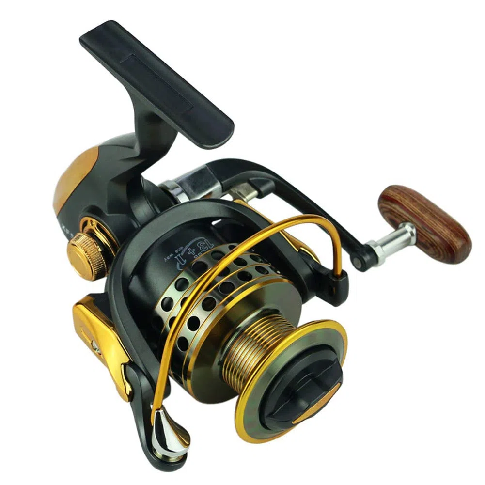 Carrete de mango de pesca Gonetre plegable de metal giratorio carrete de pesca mango brazo basculante perilla de madera para ruedas aparejos de pesca