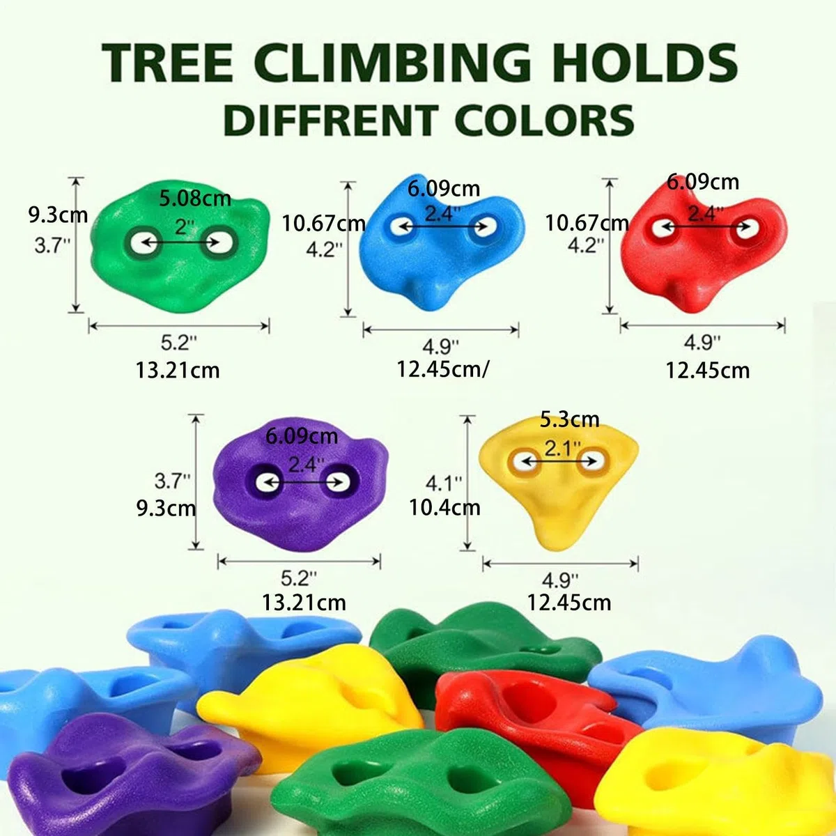 Presas de Escalada para Árbol,Set ligero de entrenamiento para circuito de obstáculos - Equipo de Entrenamiento para Circuito de Obstáculos - para Jardín Patio al Aire Libre Muro Infantil Niños Niñas