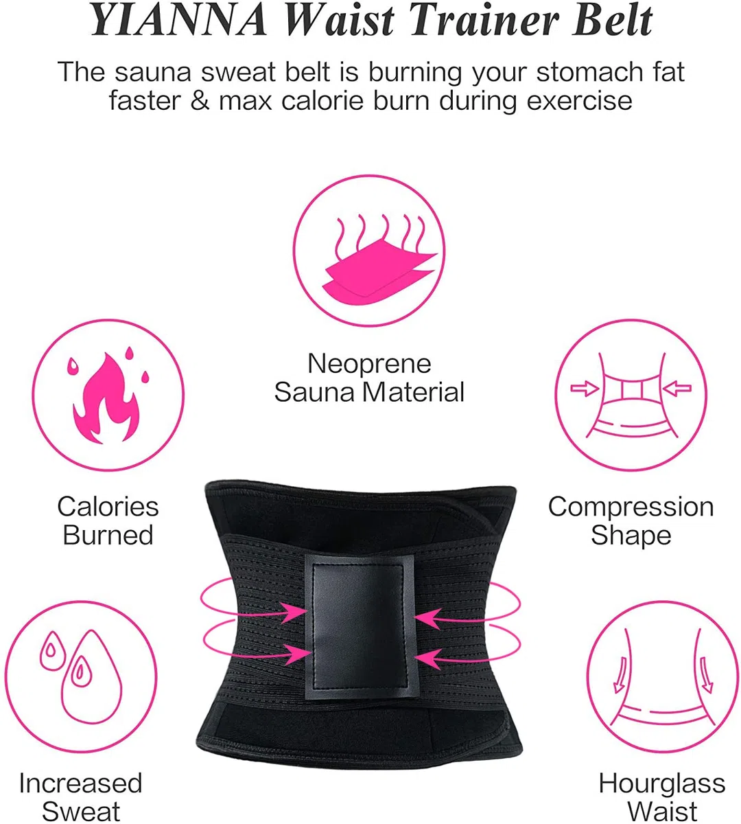 YIANNA Faja Reductora Mujer Abdominal Lumbar Fajas Reductoras Abdomen Adjustable para Deporte Fitness Postparto