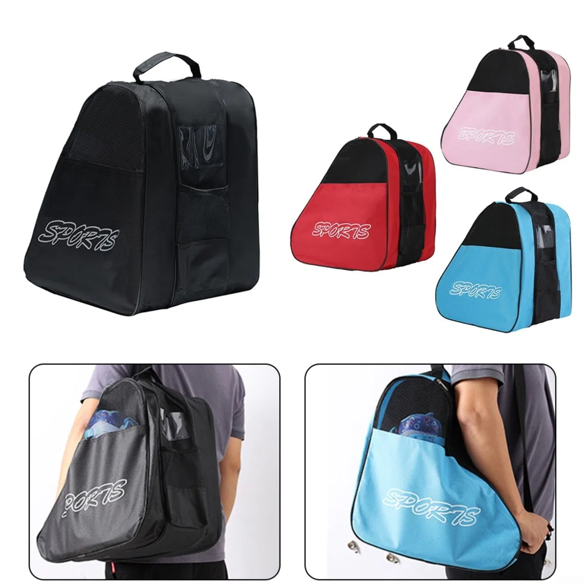 Bolsa de patinaje, bolsa de transporte para patinaje, bolsa de patinaje sobre hielo con correa de hombro ajustable para niños, hombres, mujeres y adultos