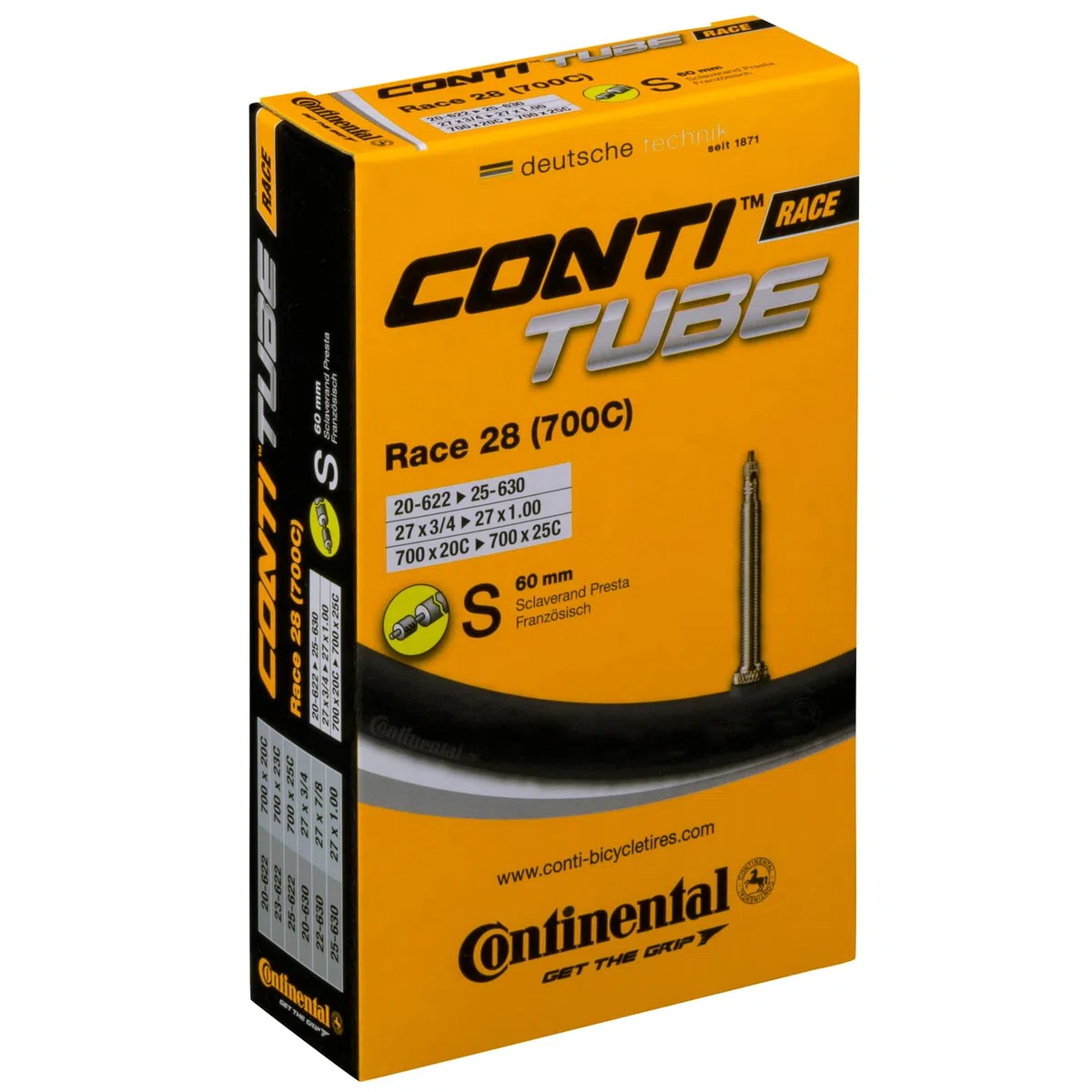 Continental Pack 3 cámaras 28, 20-25, válvula Presta (Fina), 60 mm, Ciclismo, Negro, 700c Road