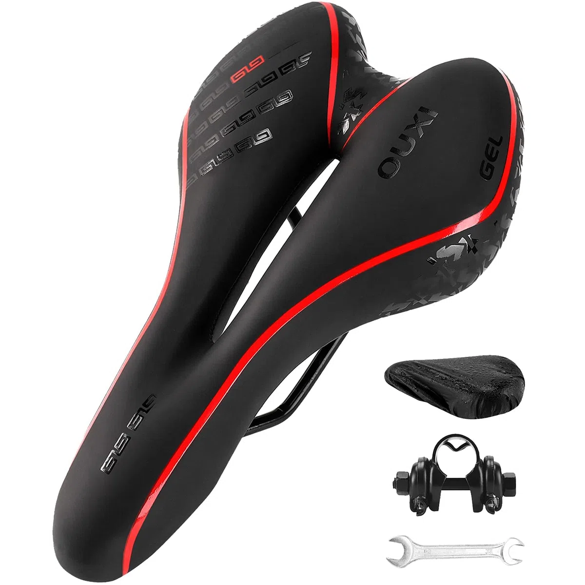 OUXI Sillín de Bicicleta de Gel, Cómodo y Ergonómico, Asiento de Bicicleta de Turismo, Adecuado para Hombre y Mujer, Bicicleta de Montaña, Bicicleta Estática, City Dirt E