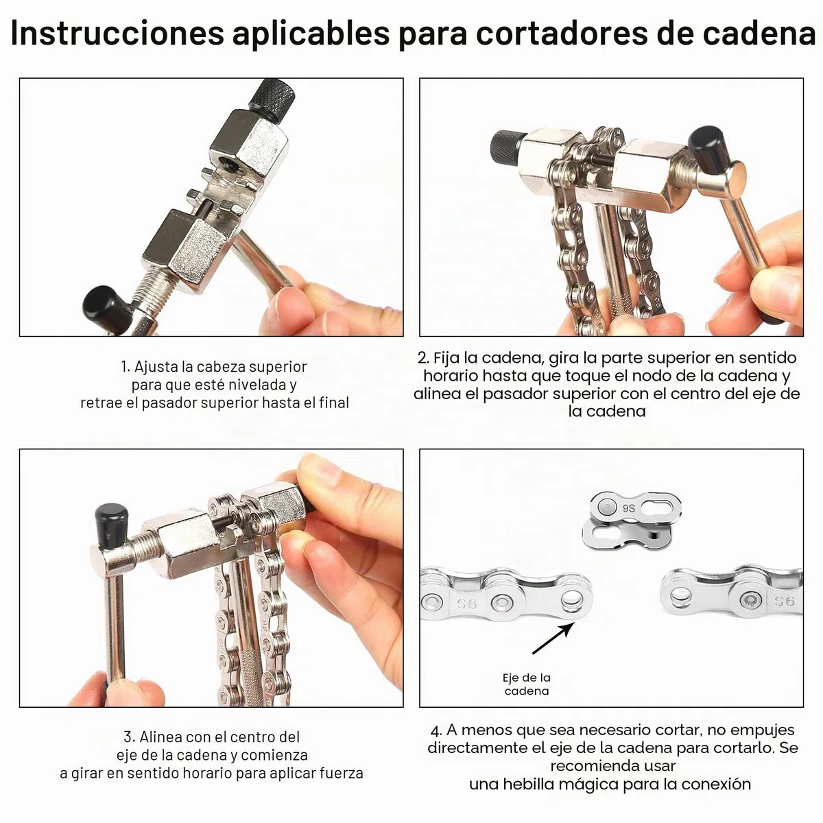 Cadena de bicicleta de 9 velocidades con pinza antirrobo y 3 pares de cadenas antirrobo para MTB (1/2 x 11/128", 116 eslabones)
