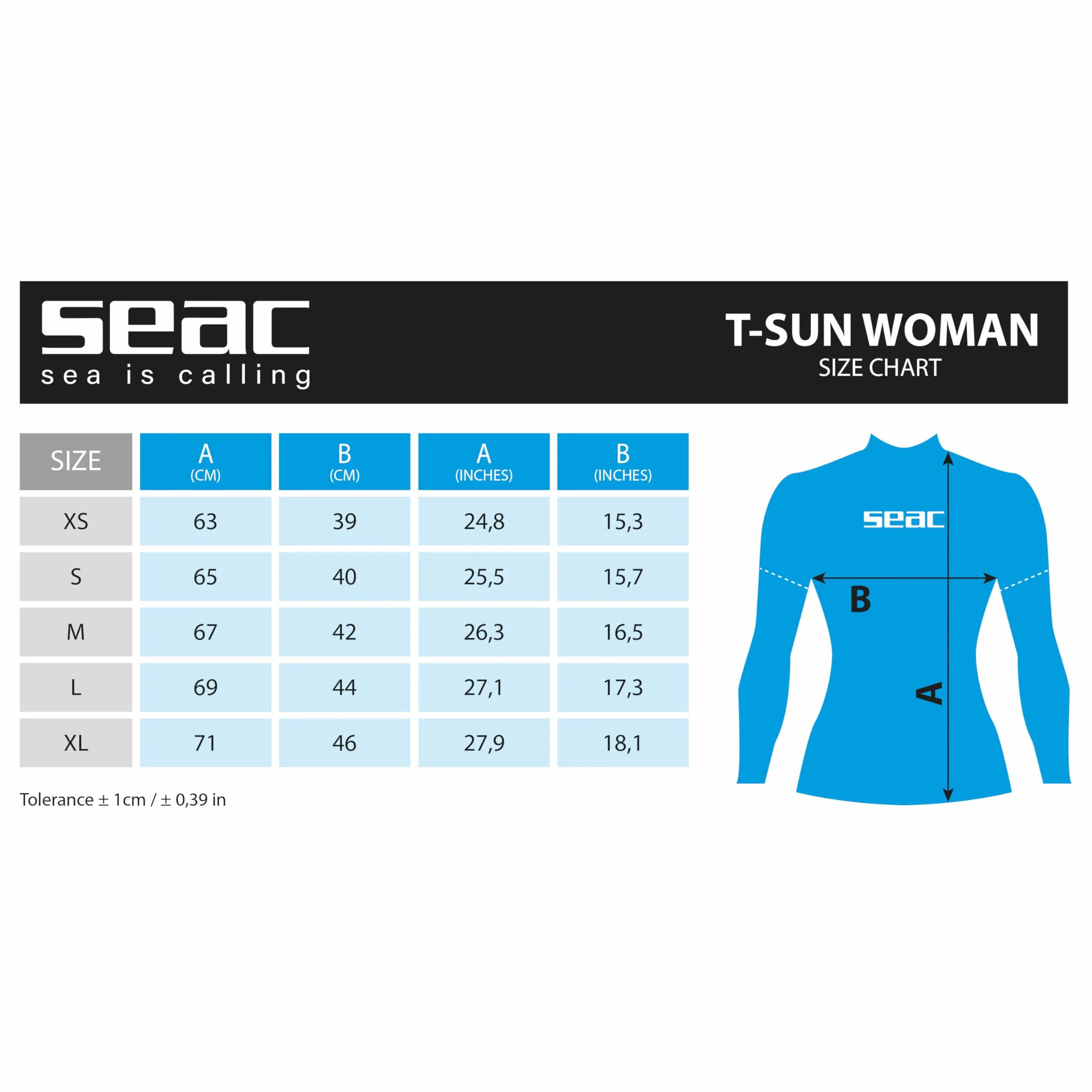 Seac T-Sun Long Lady, Camiseta de protección Rash Guard para esnorkel y natación Anti UV