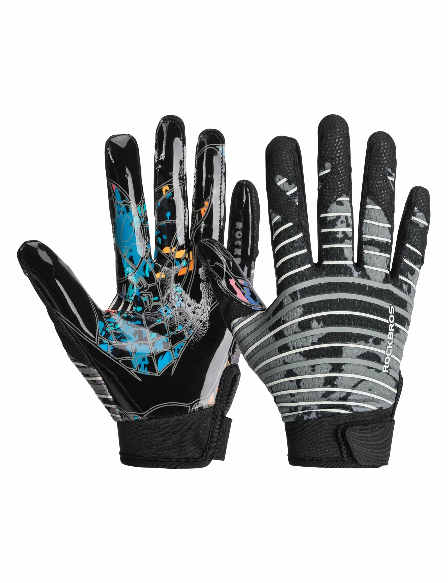 ROCKBROS Guantes de Fútbol Americano para Hombre y Mujer, Antideslizantes, Transpirables y Elásticos, Guantes de Entrenamiento y Recepción para Agarre Seguro en Deportes con Balón y Outdoor