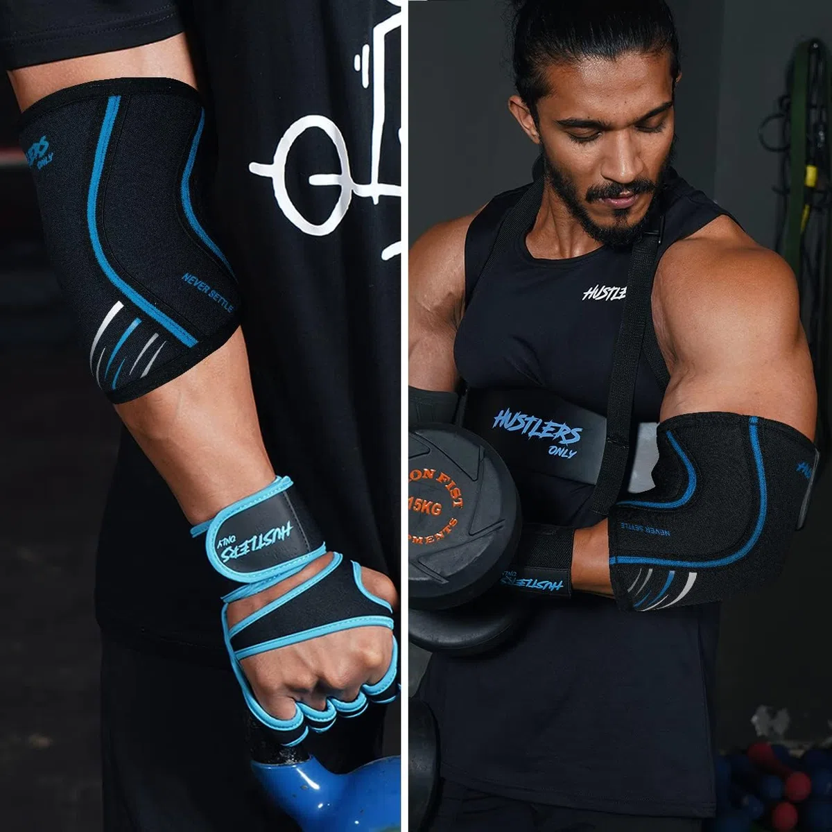 Hustlers Only 7mm Elbow Sleeves For Weightlifting, Gym Workout, Powerlifting, Fitness & Training (S, Black)
