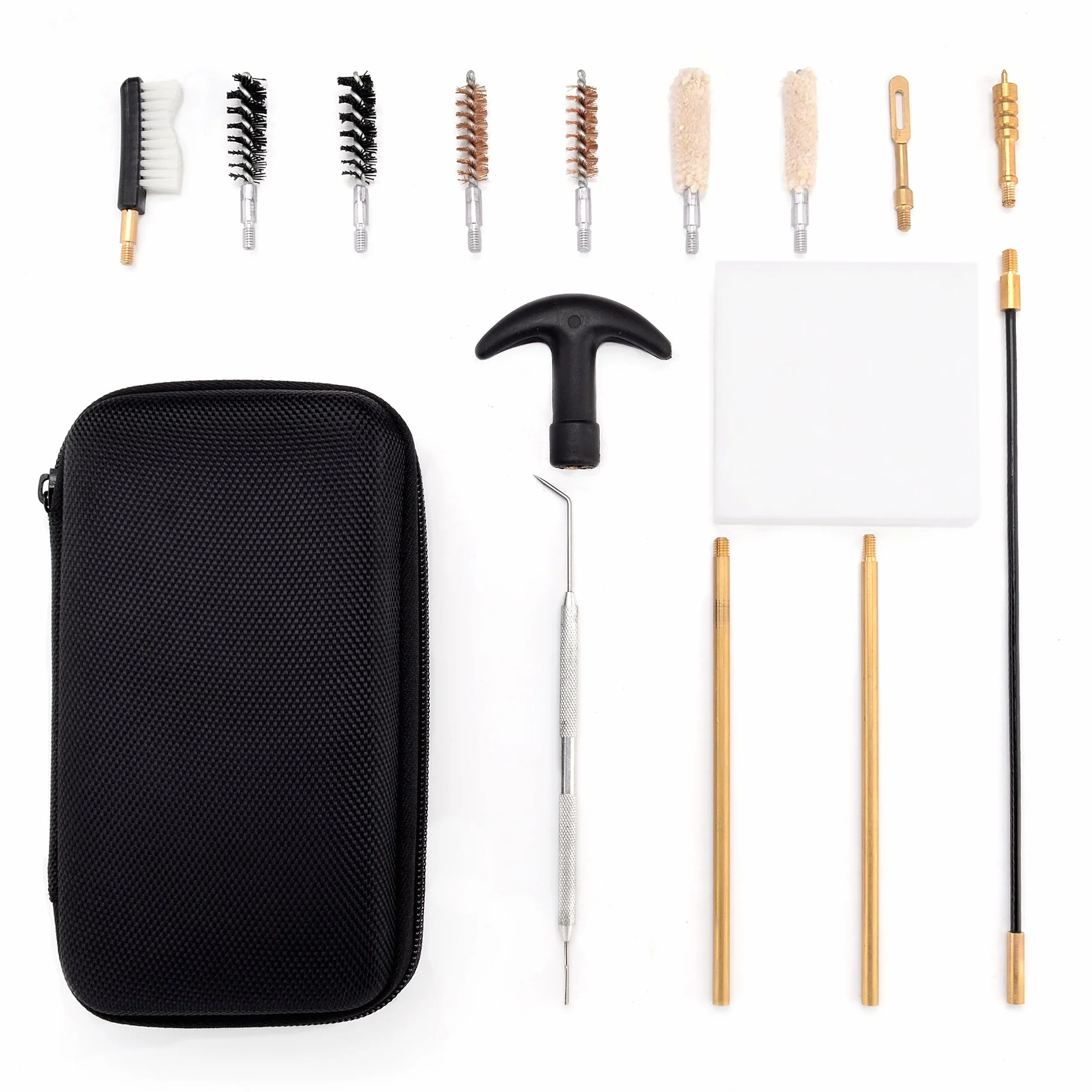 BOOSTEADY Kit de Limpieza para Pistola Calibre .357 9mm Caza Accesorios Juego de Limpieza y en Estuche Compacto Organizador con Cremallera