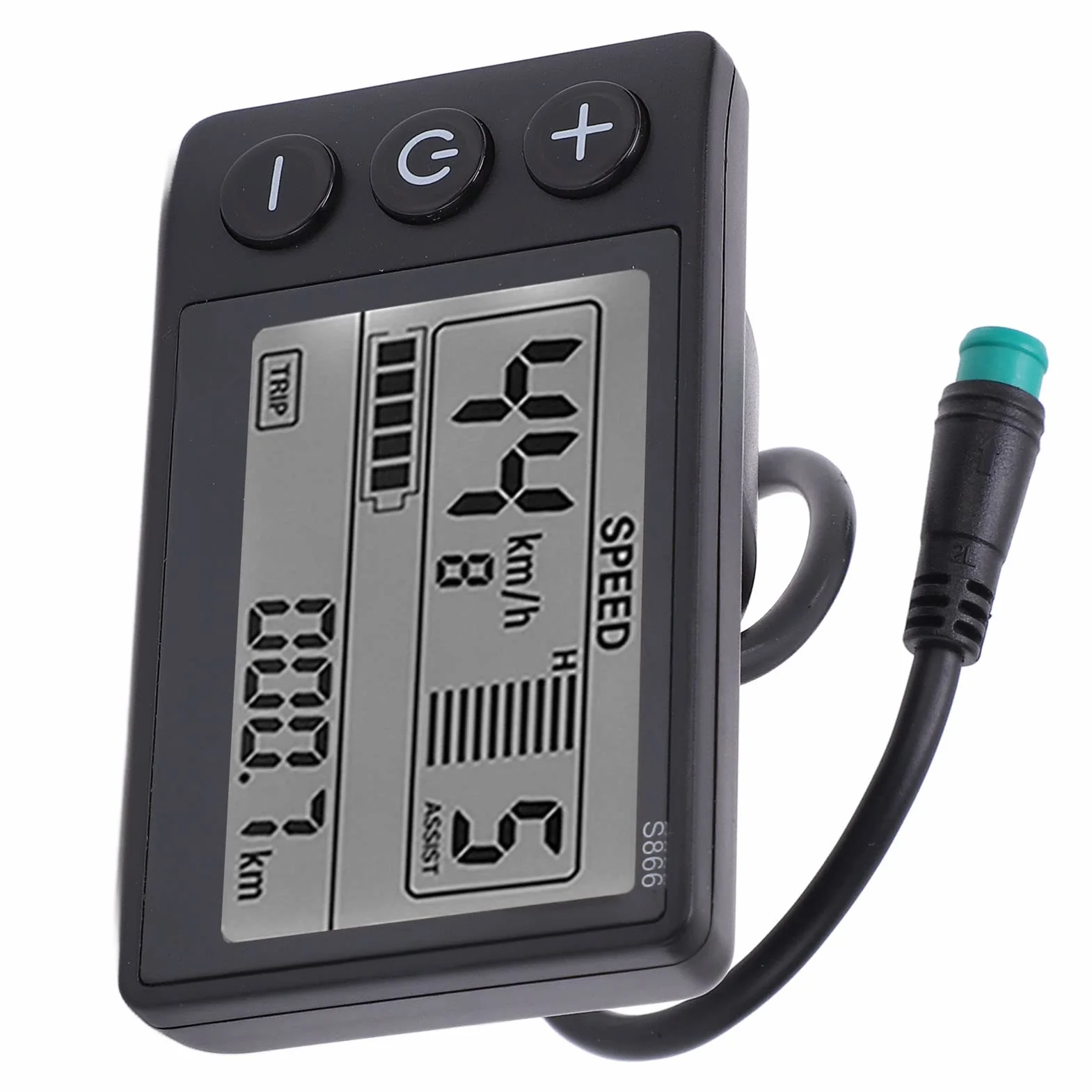 LCD Display Meter S866 Display Meter Control Panel with Waterproof Plug Electric Bike LCD Display Display 24V 36V (Default) 48V (Adjustable)