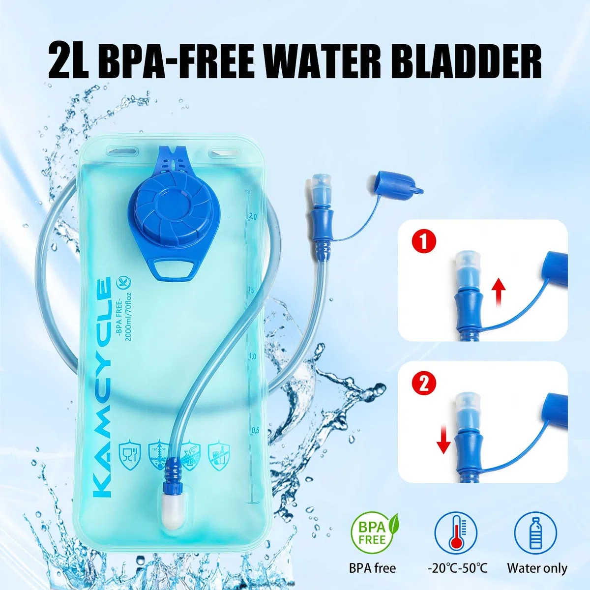 Mochila de hidratación para correr, mochila de hidratación para bicicleta, mochila para correr, con bolsa de hidratación de 2 litros y 2 unidades, sin bisfenol A, ultraligera, chaleco de
