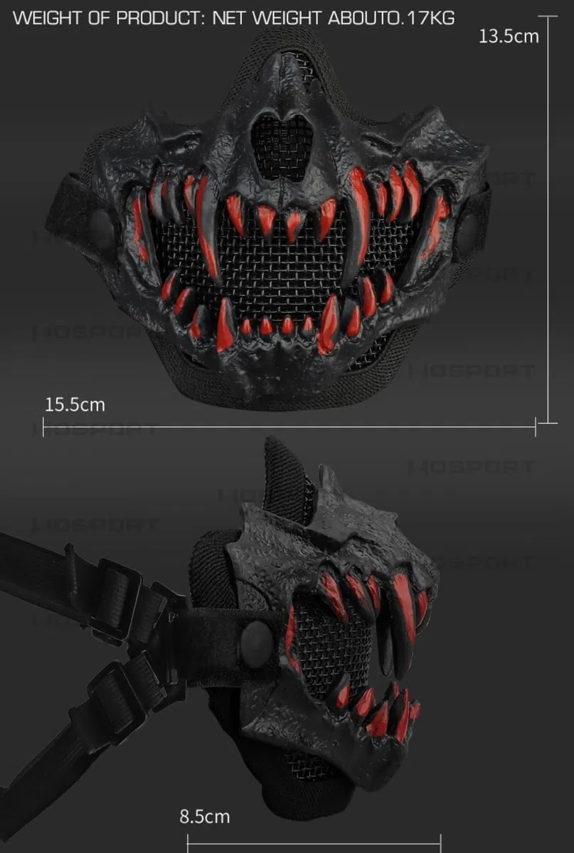 Peminkoo Máscara de Airsoft para Cosplay, máscara Multiusos de Media Cara, Correa Ajustable, Tocado Transpirable, Accesorios para Cosplay