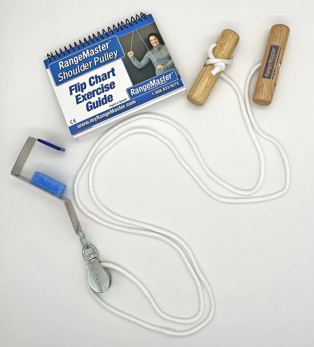 RangeMaster Overhead Shoulder Pulley -Wooden Handles, Metal Door Bracket & Flip Chat by Therapeutic Dimensions