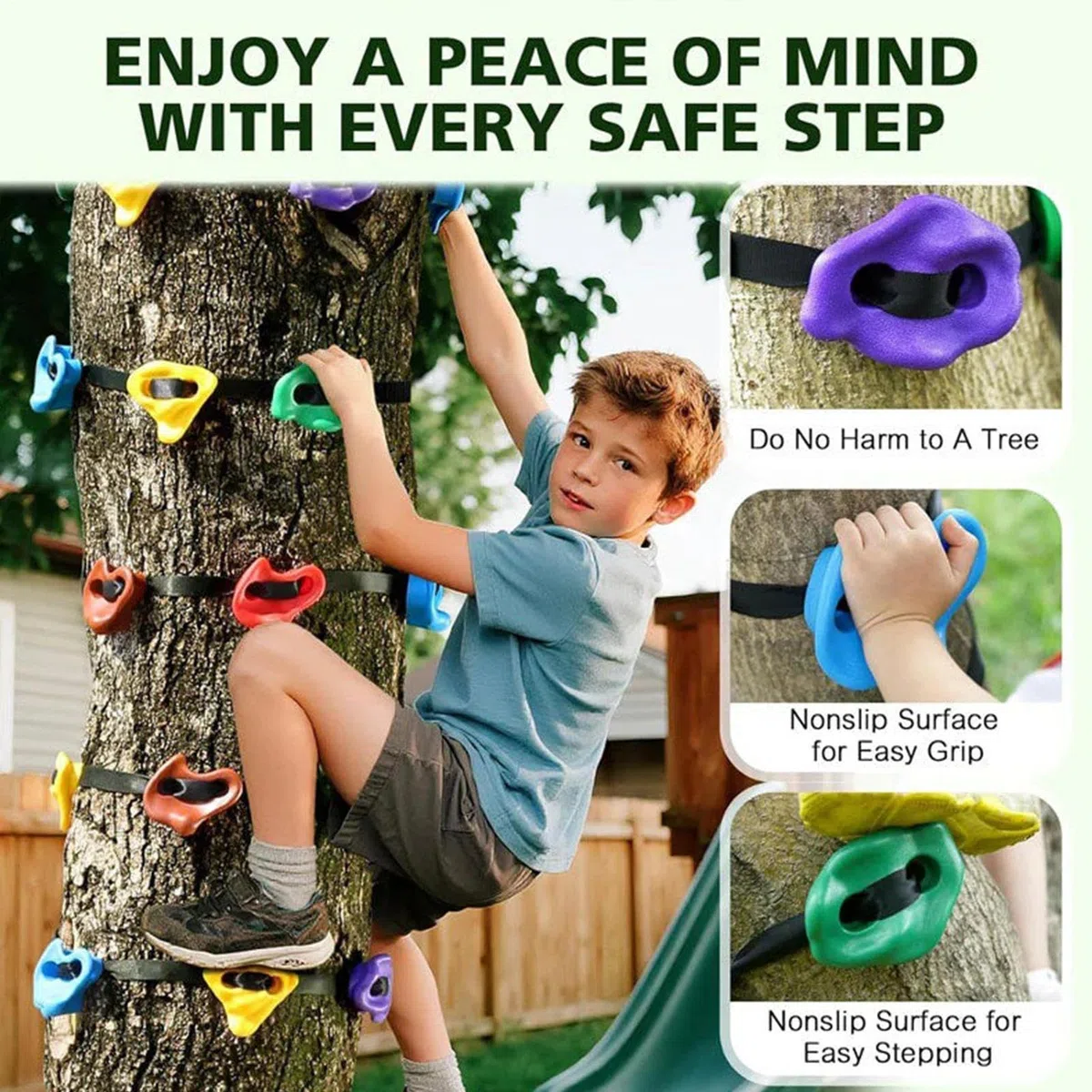 Presas de Escalada para Árbol,Set ligero de entrenamiento para circuito de obstáculos - Equipo de Entrenamiento para Circuito de Obstáculos - para Jardín Patio al Aire Libre Muro Infantil Niños Niñas