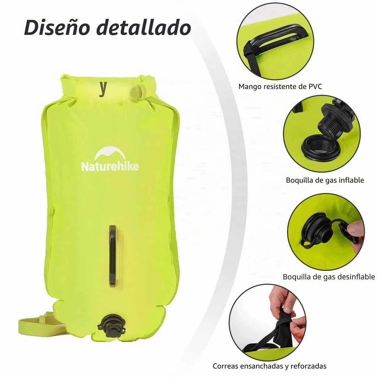 Naturehike Bolsa seca para boya de natación impermeable de 18L, bolsa flotante hinchable para aguas abiertas, bolsa de playa para boya de natación, boya de triatlón (verde)