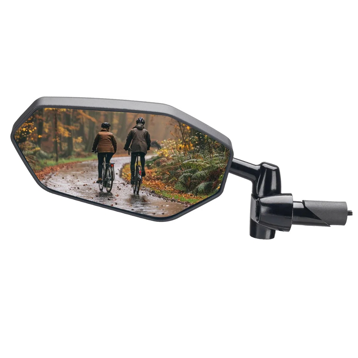 ROCKBROS Espejo Retrovisor para Bicicleta Bar End, Cristal Auténtico Antideslumbrante, Ajustable Flexible, Universal, Superficie de Espejo Extragrande, Fibra de Carbono Izquierdo