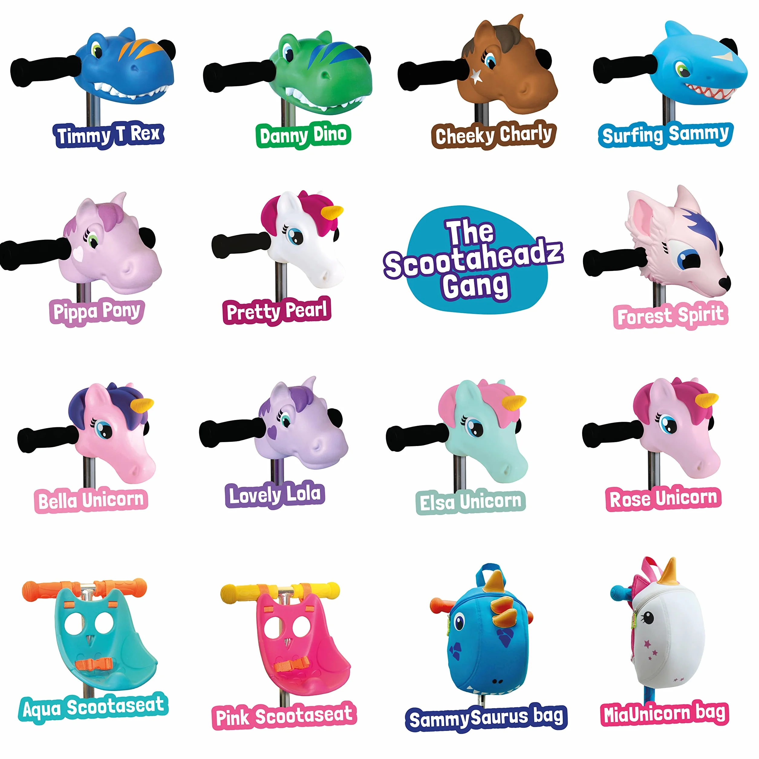 Scootaheadz - Cabeza de Tiburón para Patinete: Accesorio para Personalizar Patinetes Infantiles - A Partir de 3 Años - Manillar de Tiburón Azul, Rojo y Plateado - Accesorios para Patinetes de Niños
