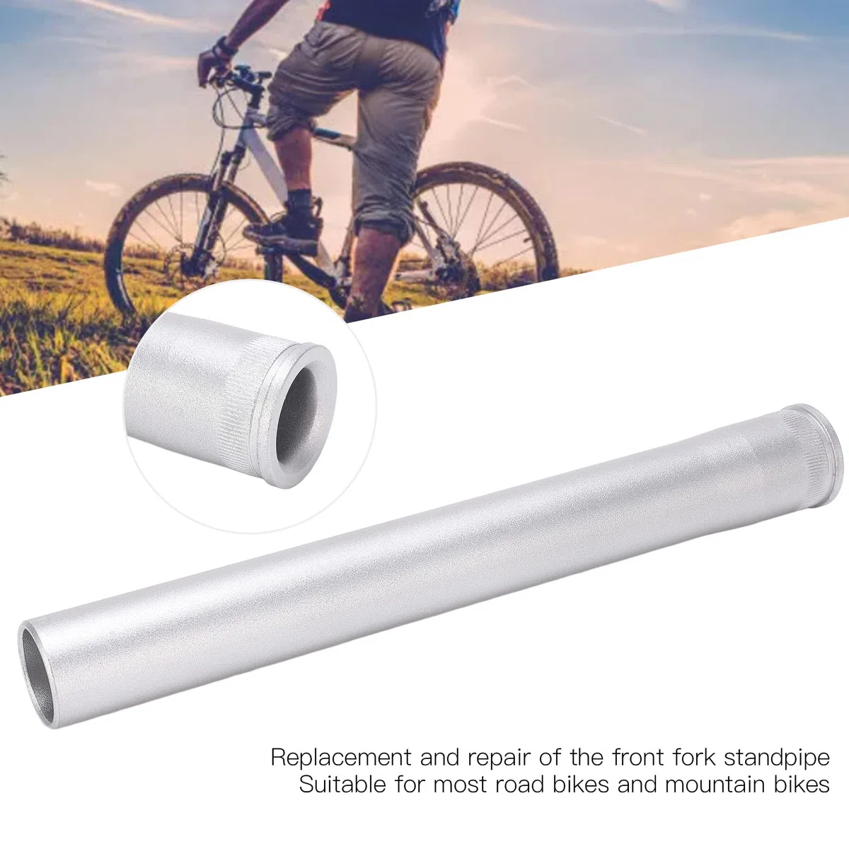 Tubo de Cabeza de extensión de Horquilla Delantera de Bicicleta, Tubo de Cabeza de Horquilla de Aluminio, Tubo Recto de 28,6mm, Superior de 28,6mm, Inferior de 30mm