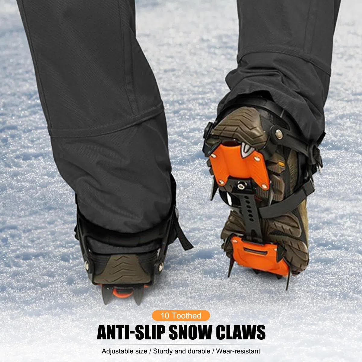 Crampones para Escalar en Hielo, Deportes al Aire Libre portátiles 10 Crampones dentados para Nieve, Pinza de Hielo Antideslizante