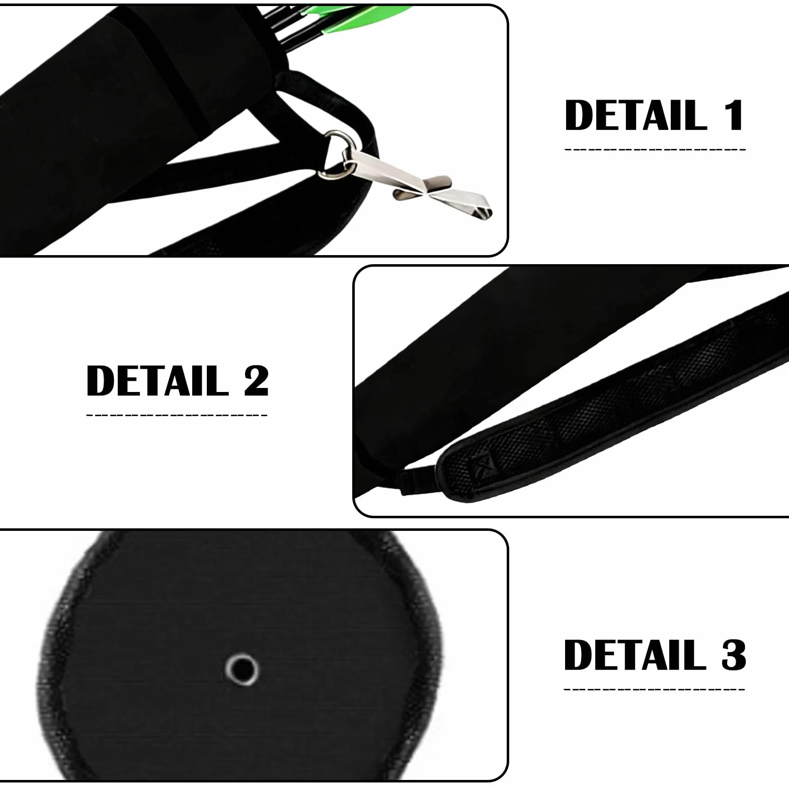 2 carcajes de flechas: soporte para carcaj trasero de tela Oxford de poliéster 600D para jóvenes y adultos, carcaj de flecha para arco recurvo compuesto práctica objetivo caza (negro)