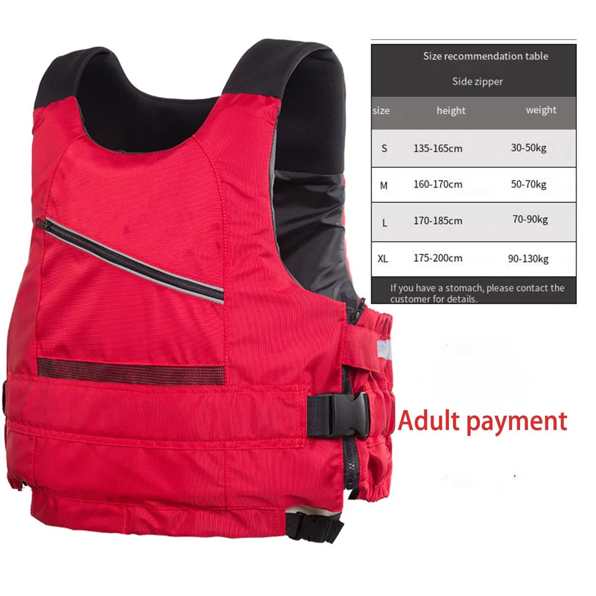 Genérico Chaleco Salvavidas Adulto con Bolsillo Reflectante, Chaleco Flotador Ajustable, Chaleco de Seguridad Acuática para Pesca, Kayak y Deportes
