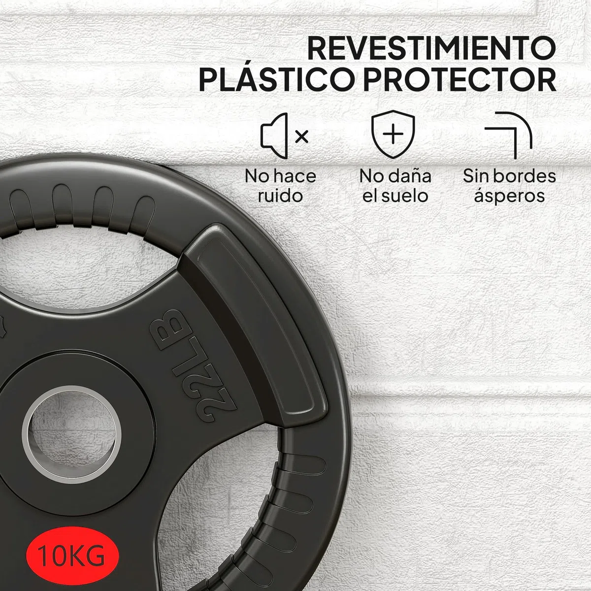 SPORTNOW Discos Pesas Olímpicas, Agujero Ø50 mm, 2 Discos de Pesas 5 kg a 15 kg con Anillo Interior de Acero y Triple Agarre, para Mancuernas y Barras, Entrenamiento Fitness en Casa, Gimnasio, Negro
