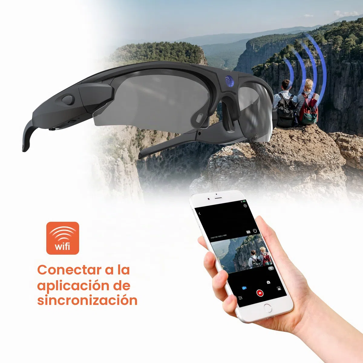 Gafas de sol con cámara WiFi, gafas de captura de video HD 4K con protección UV400, lentes polarizadas para deportes al aire libre, compatible con iOS y Android, tarjeta TF de hasta 256 GB