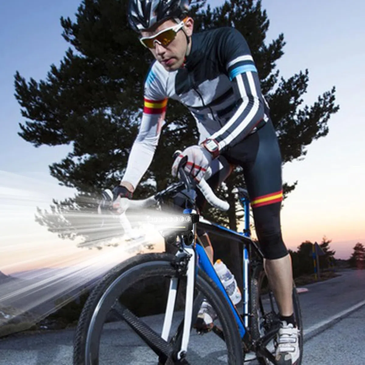 Genérico Luz Bicicleta Delantera, Bocina 130 Db, Recarga USB, 6 Modos De Luz, Luz Delantera Bicicleta Potente Led,Impermeable Y PortáTil — para Ciudad Y Aventuras