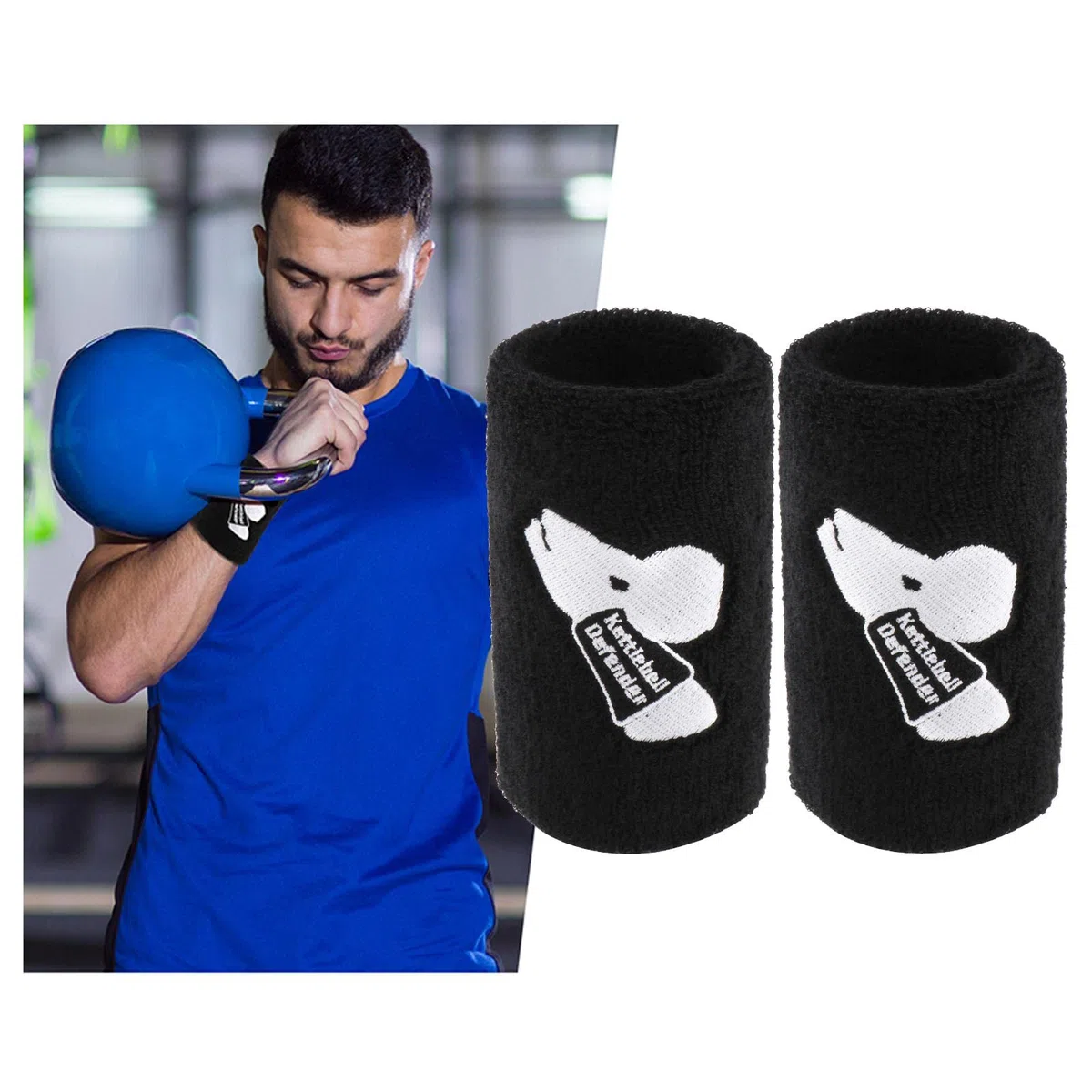 2X Muñequera Gimnasio, Muñequeras para Kettlebell Levantamiento de Pesas mit Unterstützung, Protectores de Muñeca Suaves, Muñequeras con Pesas Rusas, Negro